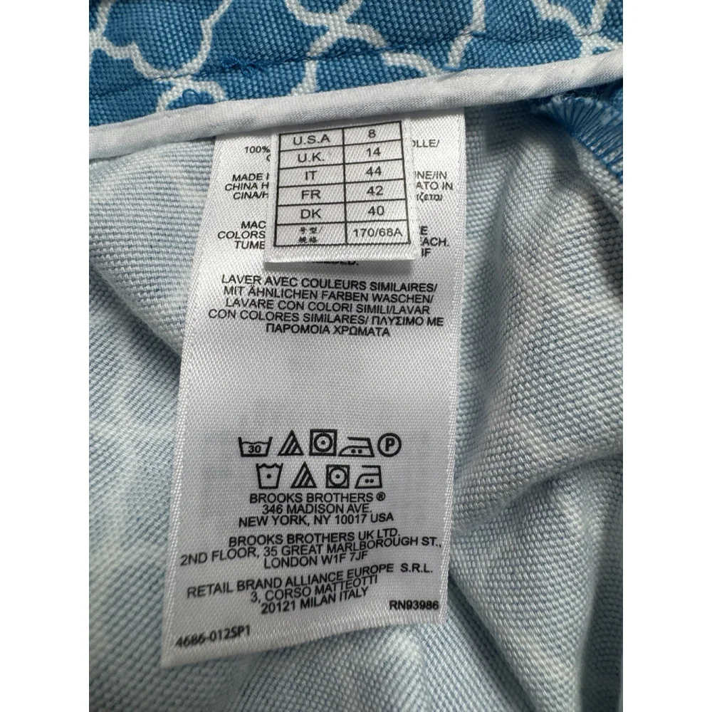 Brooks Brothers Turquoise Blue Geometric Print Bermuda Shorts Size 8
